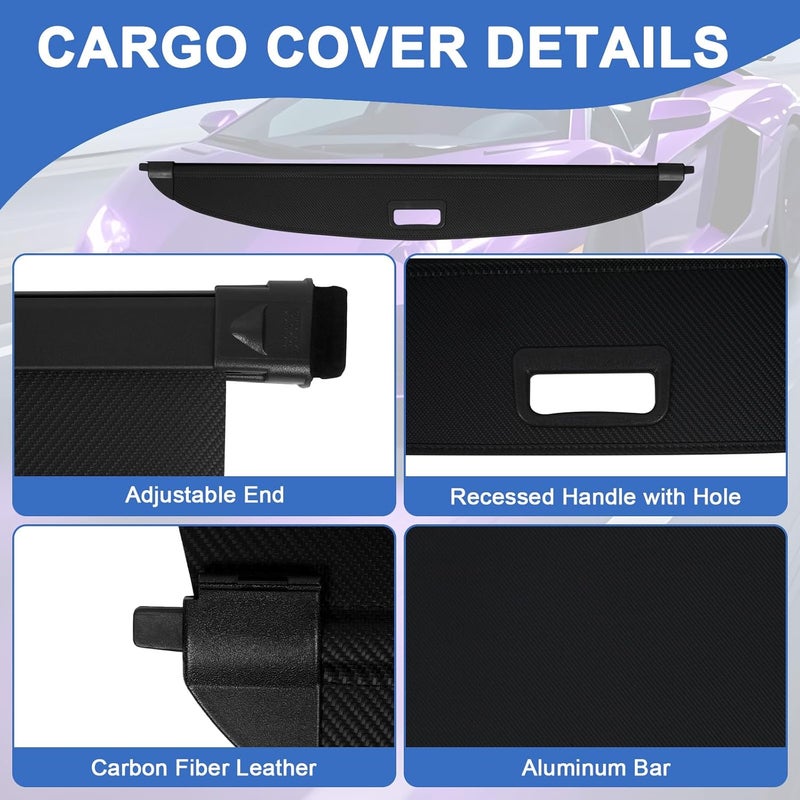 NTLTPYY Cargo Cover for Kia Sportage 2013-2026 l4 1.6L 2.0L 2.5L - Waterproof Tear Accessories -Resistant Carbon Fibe Trunk Cover, Car Retractable Cargo Cover, Anti-Peeping Luggage Privacy Shield - Image 5
